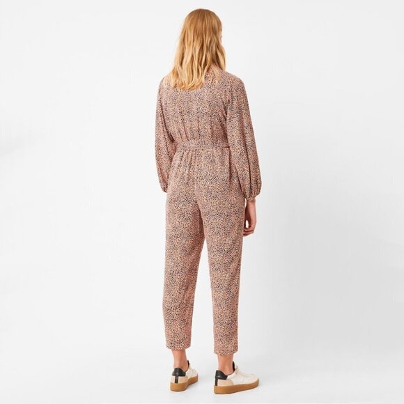 NWT French Connection orange, blue & white abstract spot print belted jumpsuit - Picture 4 of 12